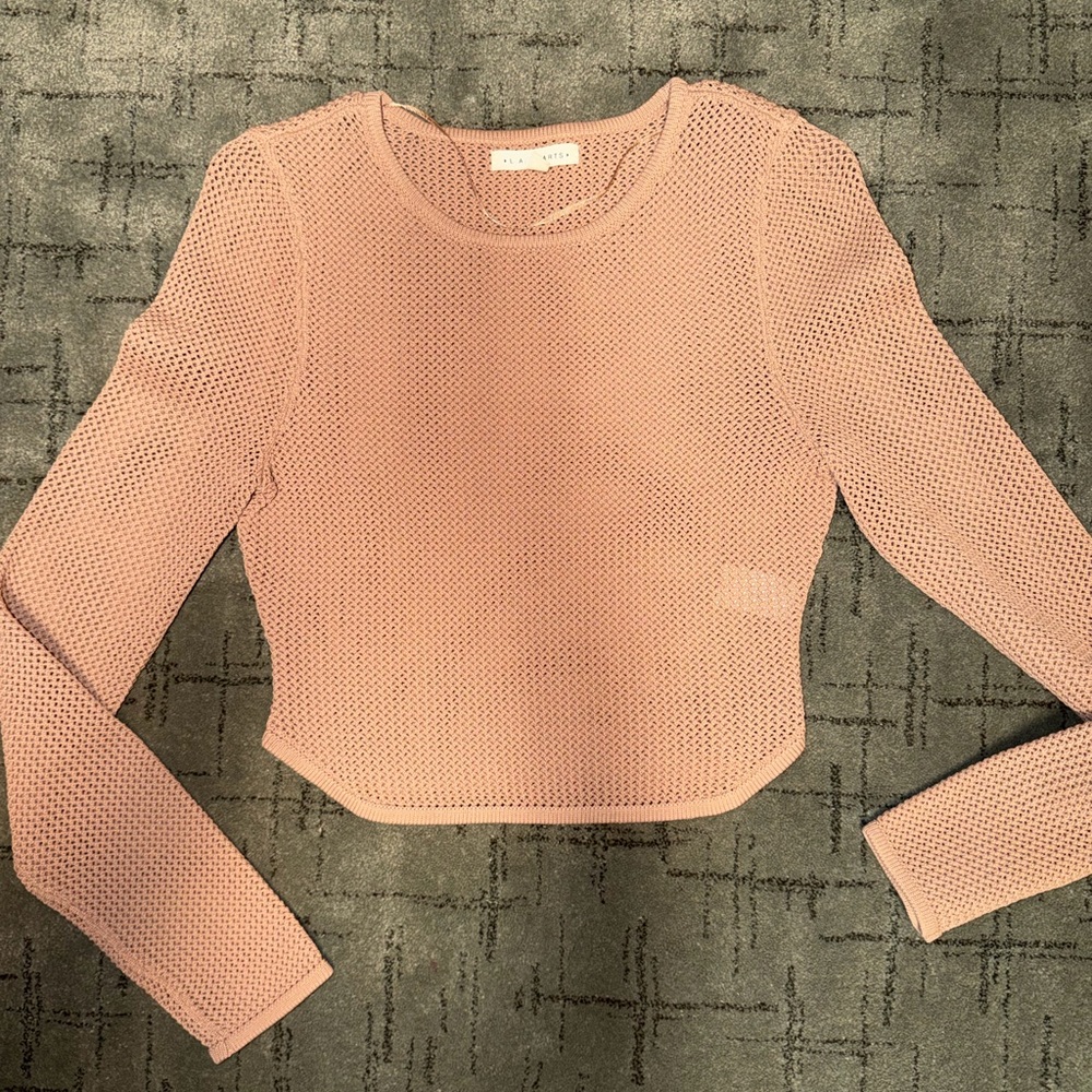 La Hearts Dusty Pink Mesh Crop Top